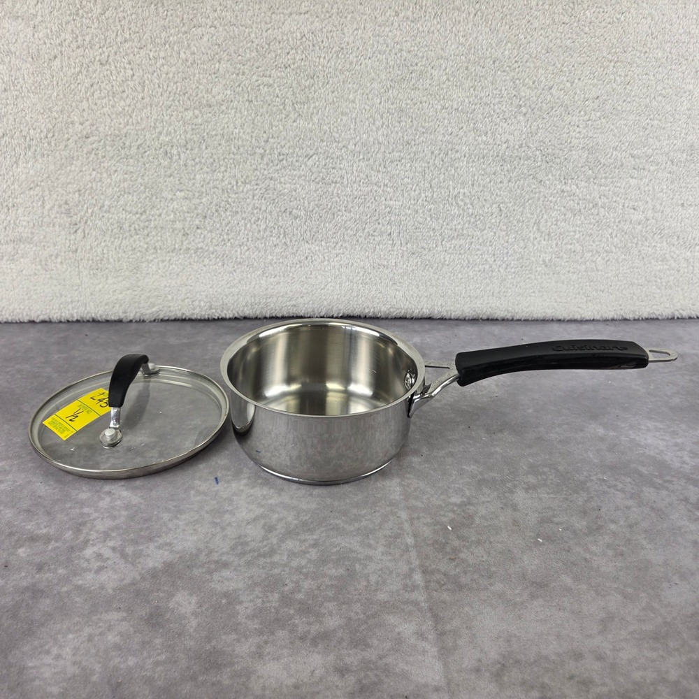 Cuisinart 8619-14 Stainless Steel 1 Qt Saucepan with Glass Lid Silver Black